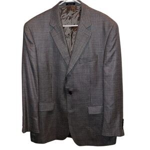 Ralph Lauren Houndstooth Blazer Silk Wool Blend Sport Coat Jacket 44R‎